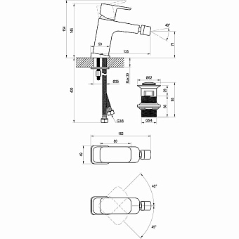 Смеситель для биде RAVAK 10° X070155 чёрный