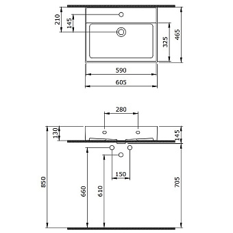 Раковина накладная BERGES Ego 182003 60,5х46,5см