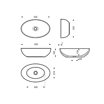 Раковина накладная SANITA LUXE Ringo RNGSLWB01S 53х33см