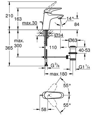 Смеситель для раковины GROHE Eurostyle 23707003 хром