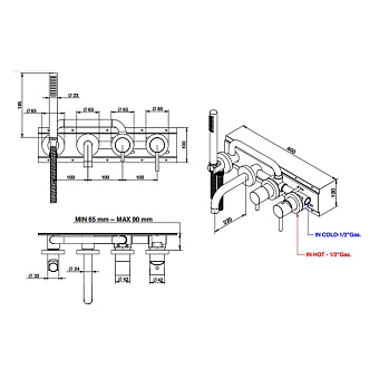Смеситель для ванны Bongio ON 68550HMADPREU золото