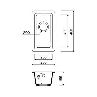 Мойка кухонная IDDIS Tanto TU1W261i87 46х26см белый