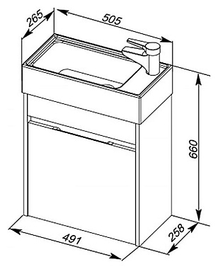 Тумба с раковиной AQUANET Лидс 213042 26,5х50,5х66см