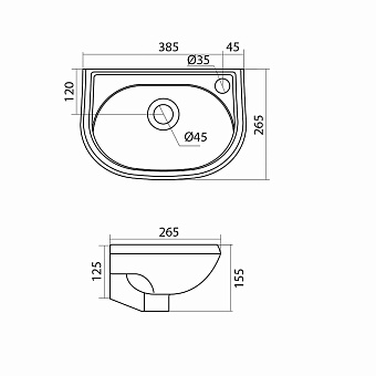 Раковина подвесная Santek Бриз 1WH110445 38,5х26,5см