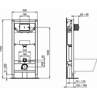 Инсталляция с унитазом IDEAL STANDARD PROSYS OLEAS™ CONNECT AIR P212101