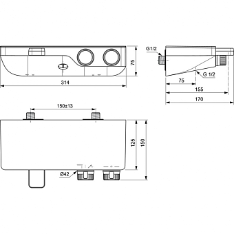 Смеситель для ванны IDEAL STANDARD CERATHERM S200 A7330AA chrome