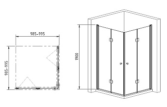 Угловое ограждение Gemy Dutch Windmill S37193D-S37193D 190х100см стекло прозрачное