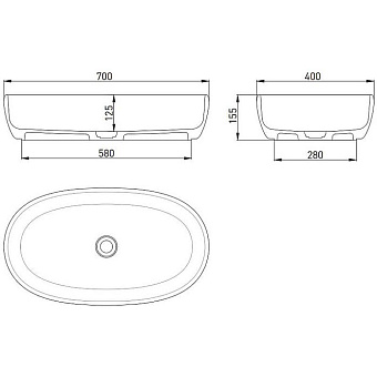 Раковина накладная SALINI LUCE 110721MRH S-Stone матовая 70х40см