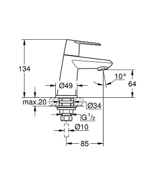Смеситель для раковины GROHE Eurodisc Cosmopolitan 23051002 хром