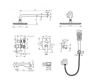 Душевая система LEMARK Ursus LM7222BL чёрный