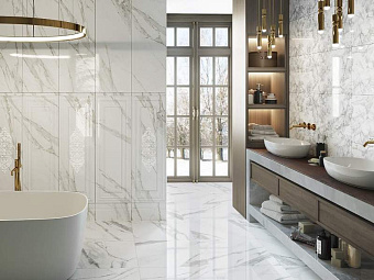 Настенная плитка KERAMA MARAZZI 14001R Прадо белый обрезной 40х120см 1,44кв.м. глянцевая