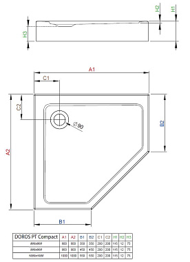Душевой поддон RADAWAY Doros PT Compact 90х90см