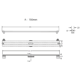 Щелевой душевой трап BERGES SUPER Slim 091053 700 73х12,5см вертикальный сток