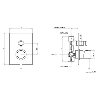 Смеситель для душа Bongio T-Square 52529CRPR хром
