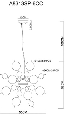 Люстра подвесная Arte Lamp MOLECULE A8313SP-6CC 40Вт 6 лампочек G9