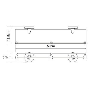 Полка в ванную прямоугольная WASSERKRAFT Rhein K-6200 K-6244 1-ярусная 12,5х50см хром