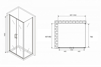 Угловое ограждение Abber Sonnenstrand AG04100C-S85 195х85см стекло прозрачное