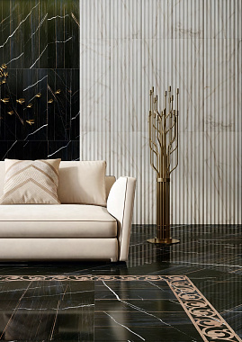 Настенная плитка KERAMA MARAZZI 14034R белый структура обрезной 40х120см 1,44кв.м. глянцевая