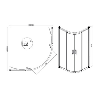 Угловое ограждение SOLE Omega УТ000004862 190х90см стекло прозрачное