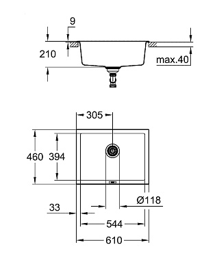 Мойка кухонная GROHE K700 31655AT0 61х46см серый гранит