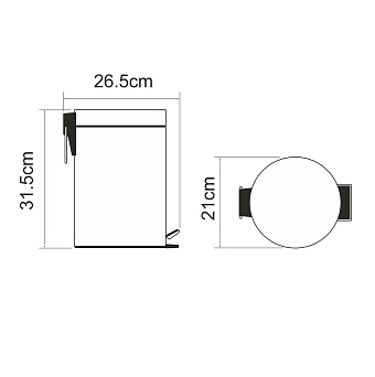 Мусорное ведро WASSERKRAFT BLACK K-635BLACK чёрное 5л с педалью