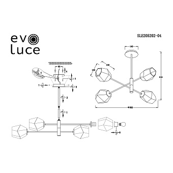 Светильник потолочный Evoluce TERRAMO SLE205202-04 240Вт E27