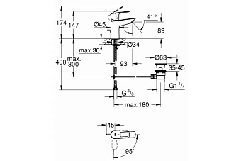 Смеситель для раковины GROHE BauLoop 22054001 хром
