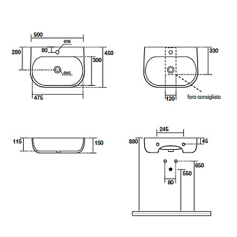 Раковина накладная Kerasan Nolita 534030*1 50х45см