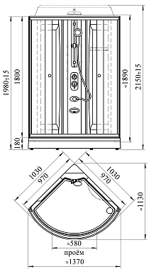 Душевая кабина RADOMIR Паола 1-05-1-0-0-0581 103х103х198см стекло матовое