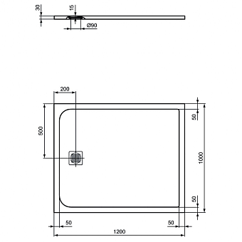Душевой поддон IDEAL STANDARD ULTRAFLAT S K8232FS 100х120см