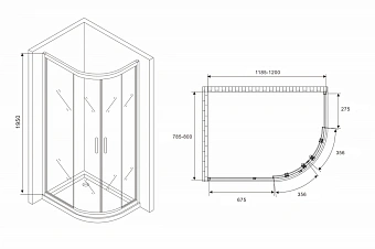 Угловое ограждение Abber Schwarzer Diamant AG01128B 195х80см стекло прозрачное