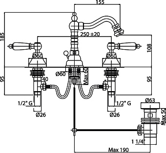 Смеситель для биде CAPRIGO ADRIA-CLASSIC 03-031-vot бронза