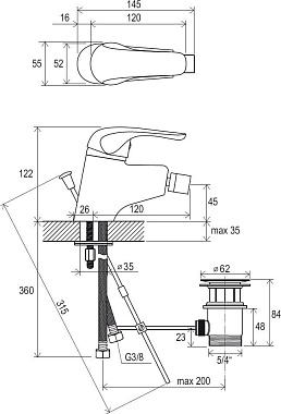 Смеситель для биде RAVAK Rosa RS X070013 хром