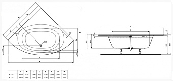 Ванна акриловая IDEAL STANDARD HOTLINE K275101 143х150см встраиваемая