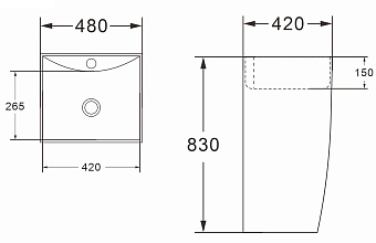 Раковина напольная Azario COMELLA AZ-314 48х42см