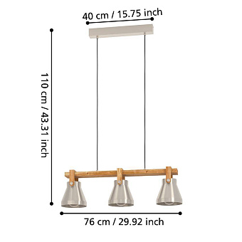 Светильник подвесной EGLO CAWTON 43952 120Вт E27