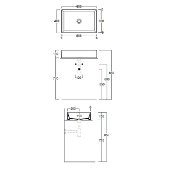 Раковина на столешницу SIMAS Agile AG60 PRUGNA MATT*0 40х60см