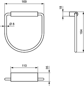 Полотенцедержатель IDEAL STANDARD CONNECT N1384AA хром 16см