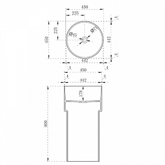 Раковина напольная Abber KRISTALL AT2701Opal 45х45см