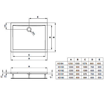 Душевой поддон IDEAL STANDARD ULTRAFLAT K518201 80х120см