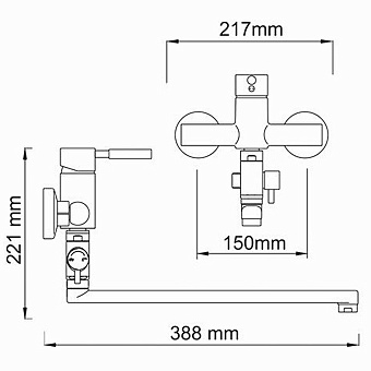Смеситель для ванны WASSERKRAFT Wern 4202L никель