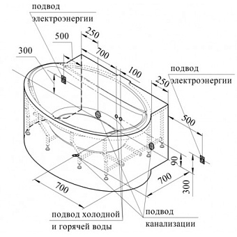 Ванна акриловая RADOMIR Лагуна 1-01-0-0-1-026 185х124см пристенная