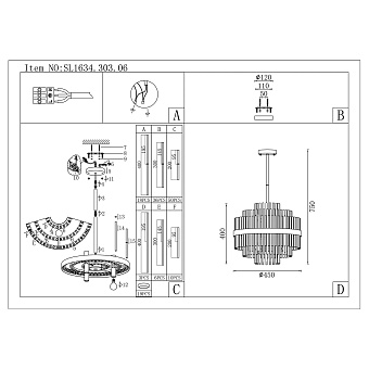 Люстра подвесная ST Luce RENS SL1634.303.06 360Вт 6 лампочек E14