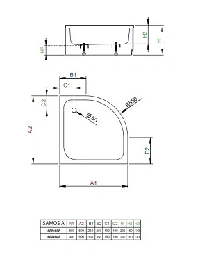 Душевой поддон RADAWAY Samos A 90х90см