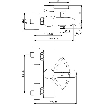 Смеситель для ванны IDEAL STANDARD CERALINE BC199AA хром