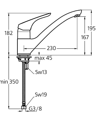 Смеситель для кухни IDEAL STANDARD CERASPRINT NEW B5344AA поворотный излив хром