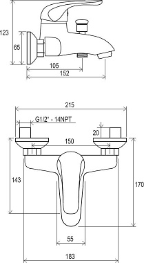 Смеситель для ванны RAVAK Rosa RS X070011 хром