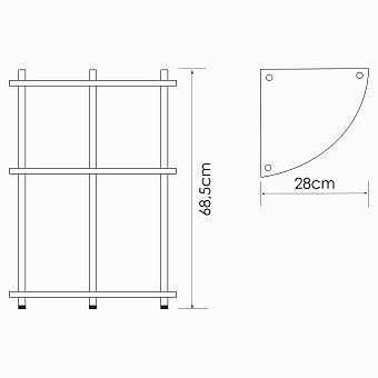 Полка в ванную округлая WASSERKRAFT K-4133 3-ярусная 28х28см хром