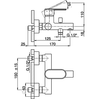 Смеситель для ванны Cisal LineaViva LV00013021 хром
