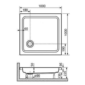 Душевой поддон RGW Acryl 16180100-11 STYLE 100х100см